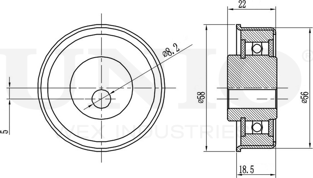 Ролик зубчатого ремня ГРМ натяжной (Unio). Артикул TNS-10134
