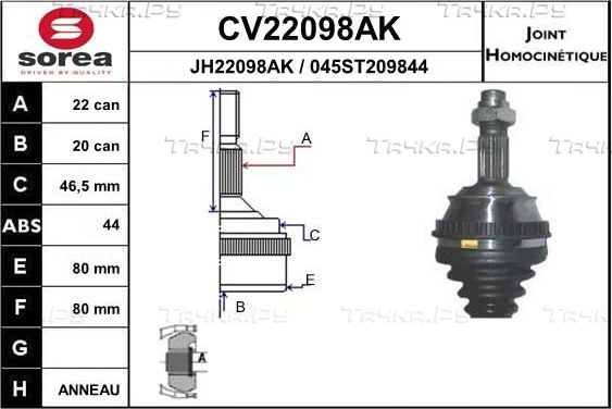 Шрус внутренний (граната) EAI. Артикул CV22098AK