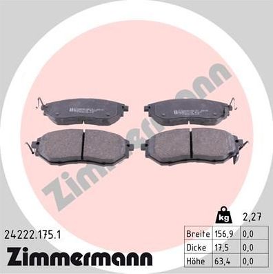 Тормозные колодки Zimmermann. Артикул 24222.175.1