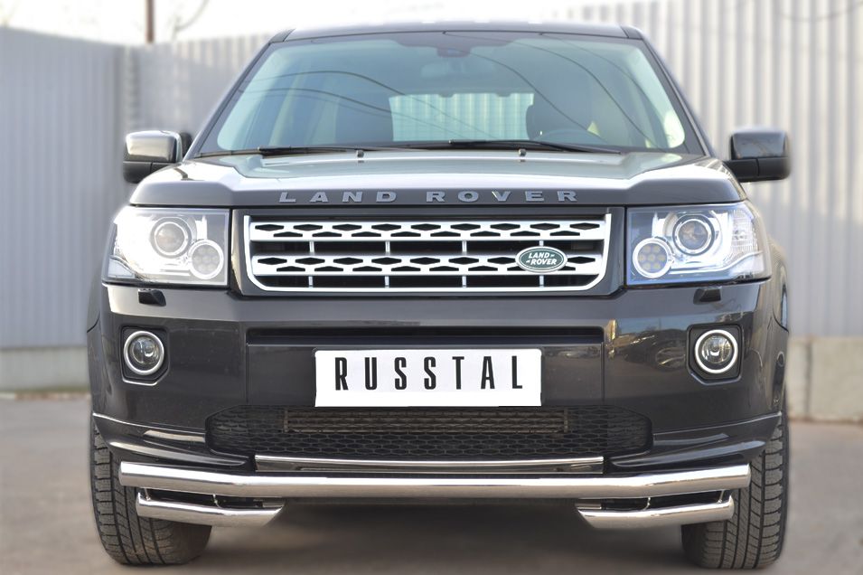 Защита RusStal переднего бампера d63 (секции) d63 (уголки) для Land Rover Freelander II 2013-2014. Артикул LFRZ-001491