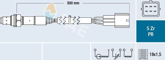 Лямбда-зонд (кислородный датчик) FAE для Mazda 3 I (BK) 2003-2009. Артикул 75041
