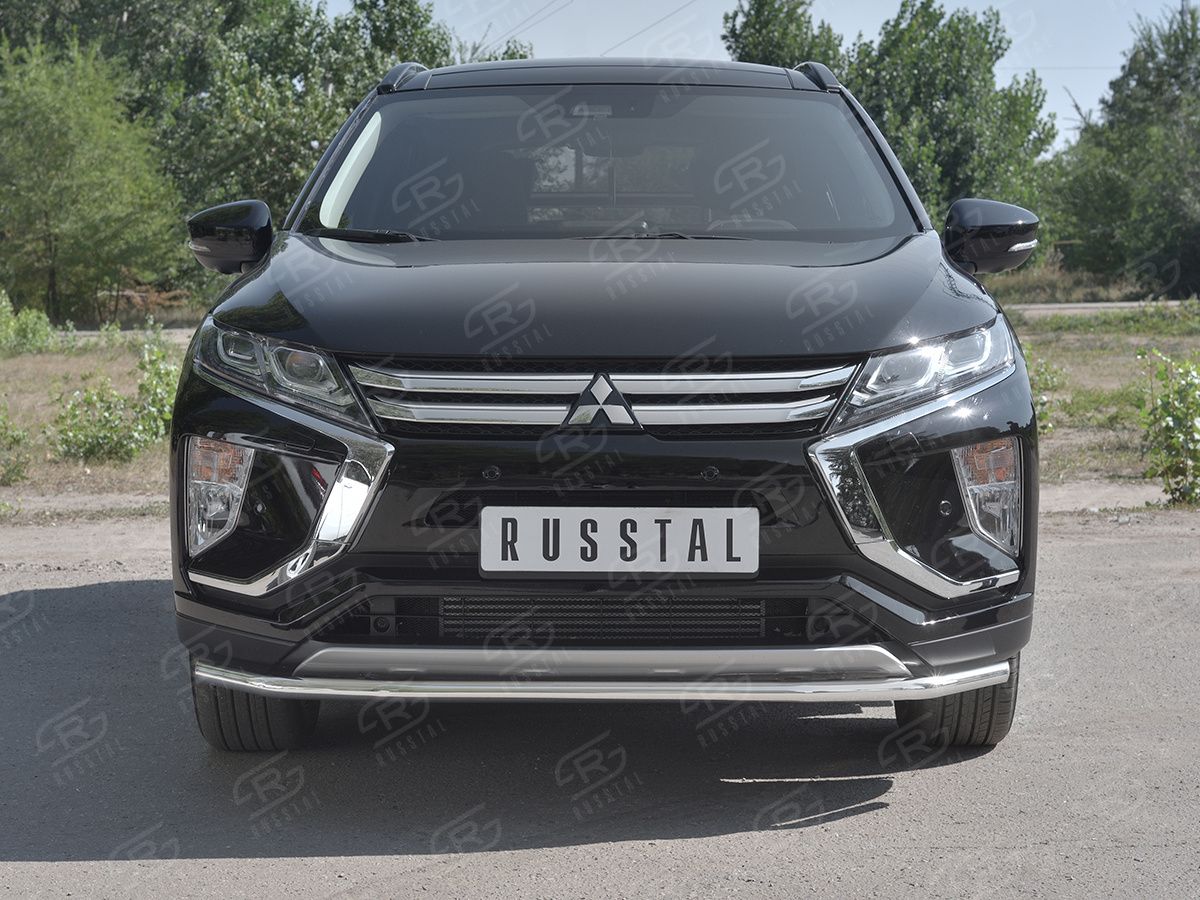 Защита РусCталь переднего бампера d42 секции для Mitsubishi Eclipse Cross 2018-2026. Артикул MEZ-003041