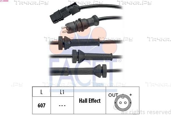 Датчик ABS Facet Made in Italy - OE Equivalent передний правый/левый для Renault Laguna II 2001-2007. Артикул 21.0069