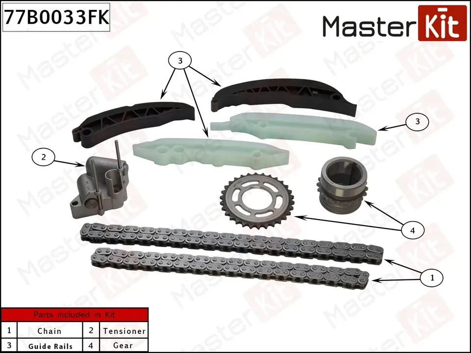77B0033FK Комплект цепи ГРМ BMW E39/E60/E87/E46/E90/E83 2.0D M47 98- (Master KIT). Артикул 77b0033fk