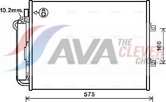 Радиатор кондиционера (конденсатор) AVA (алюминий) для Renault Twingo II 2007-2014. Артикул RTA5454D