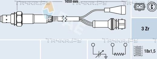 Лямбда-зонд (кислородный датчик) FAE для Volvo 940 1990-1994. Артикул 77109