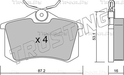 Тормозные колодки Trusting задние для Renault Grand Scenic III 2009-2015. Артикул 102.2