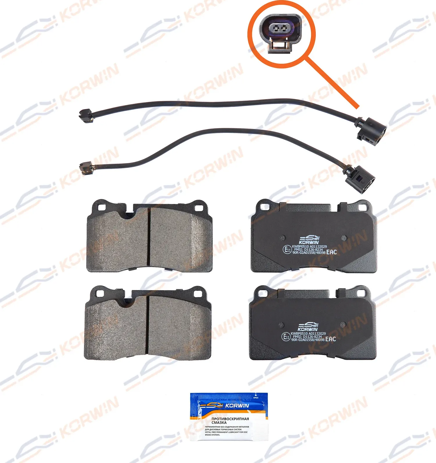Колодки тормозные перед. VW Touareg I-II (7L/7P) 02 (Korwin). Артикул KWBP0510