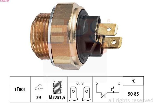 датчик включения вентилятора EPS Made in Italy - OE Equivalent. Артикул 1.850.134