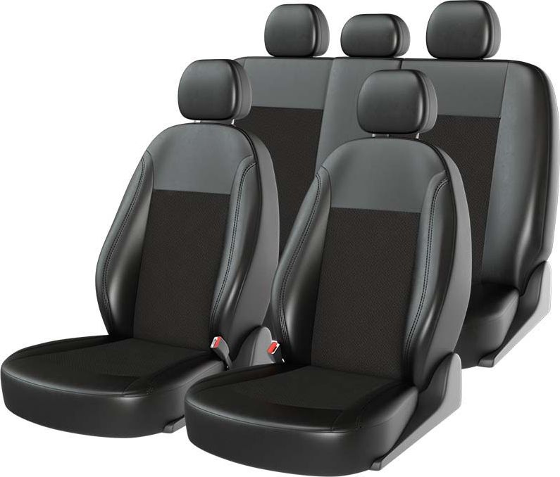 Чехлы универсальные CarFashion Atom Jacquard Small на сидения авто, цвет Черный/Черный/Черный. Артикул 10972