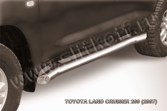 Пороги Slitkoff труба d76 с загибами для Toyota Land Cruiser 200 2007-2012. Артикул TLC2-016