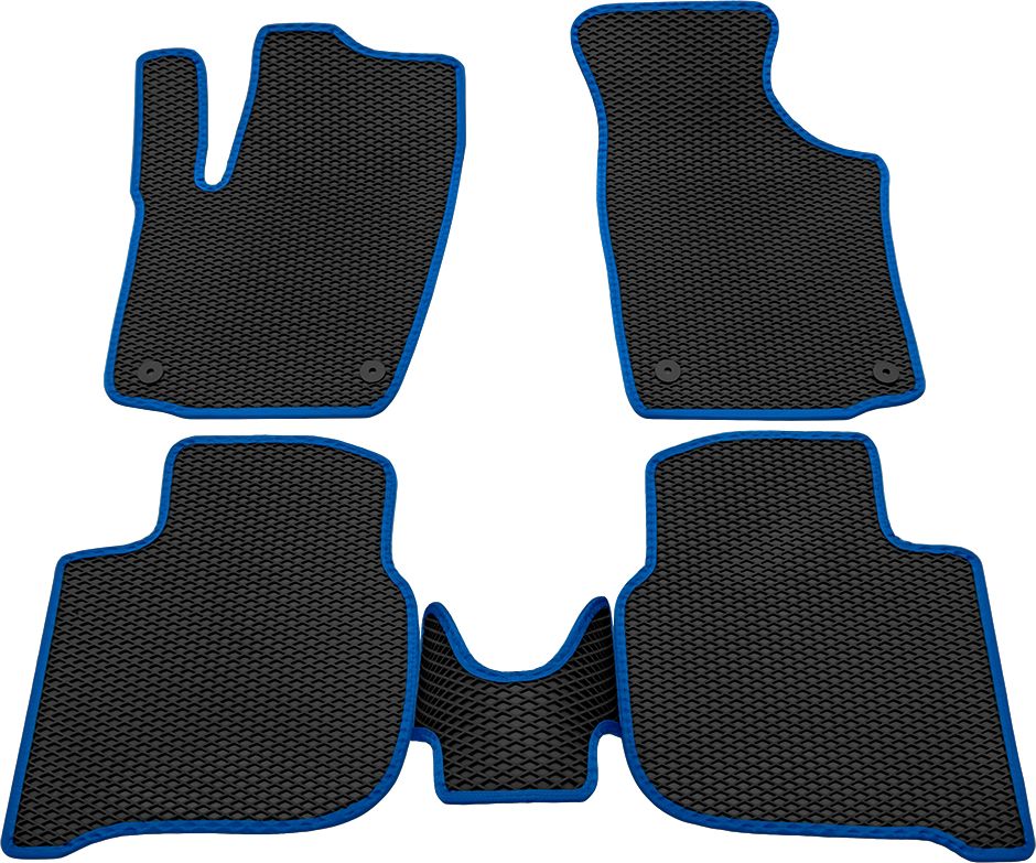 Коврики Rezkon EVA для салона Volkswagen Polo VI 2020-2026 Синий кант. Артикул 9035020203