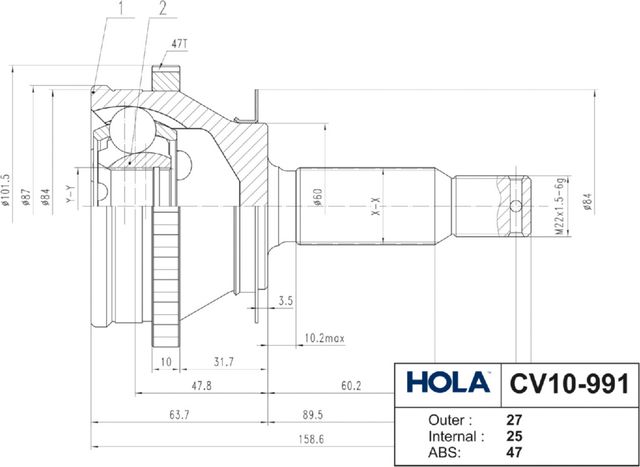Шрус наружный (граната) HOLA. Артикул CV10-991
