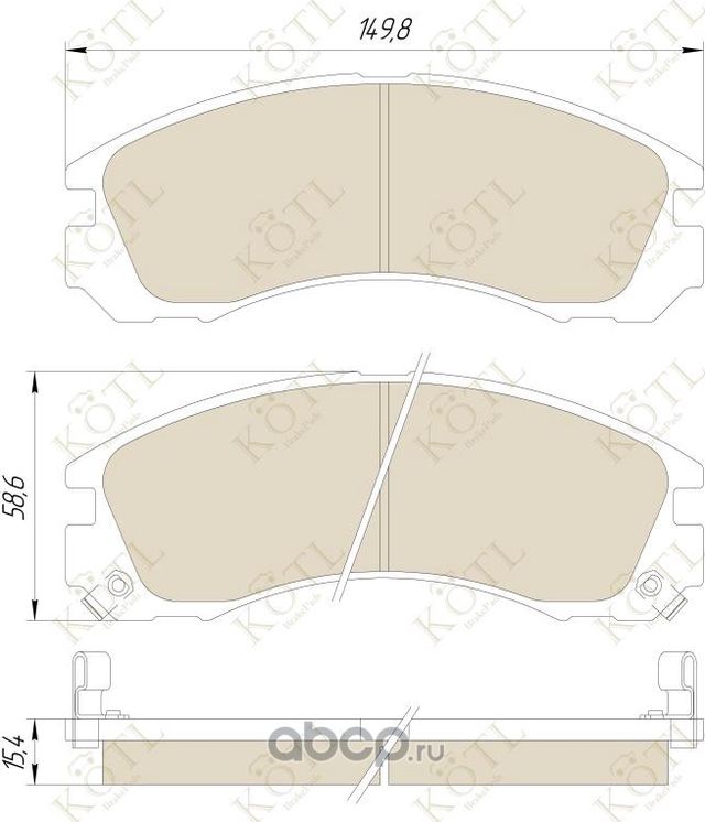 Колодки тормозные дисковые передние к-т MITSUBISHI OUTLANDER 03>/PAJERO 90>00/00> (Kotl) Kotl. Артикул 1126kt