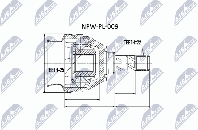 Шрус внутренний (граната) NTY для Opel Vectra A 1988-1995. Артикул NPW-PL-009