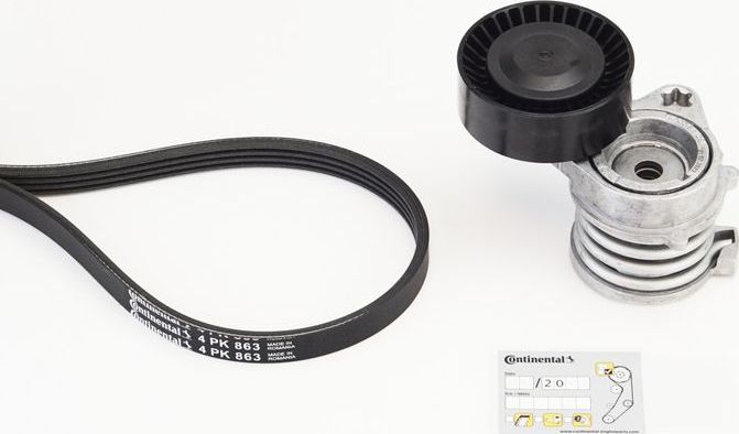 Приводной ремень поликлиновой с роликами (комплект) ContiTech. Артикул 4PK863K1