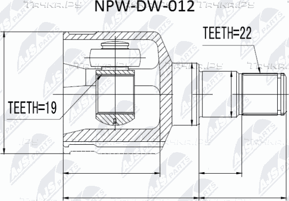 Полуось (привод в сборе, приводной вал) NTY правая для Ford Transit Torneo VII 2006-2014. Артикул NPW-FR-041