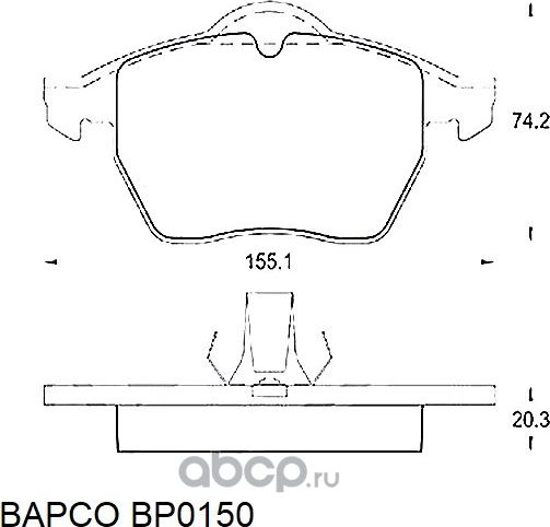 Колодки тормозные дисковые BP0150 передние, комплект, (Bapco) Bapco. Артикул BP0150