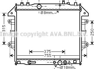 Радиатор охлаждения двигателя AVA для Toyota Hilux VII 2004-2015. Артикул TO2496