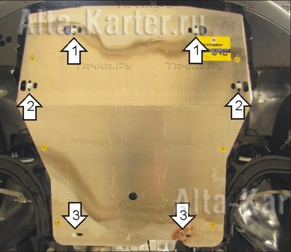 Защита алюминиевая Мотодор для картера, КПП Volkswagen Multivan T5 2005-2026. Артикул 32701