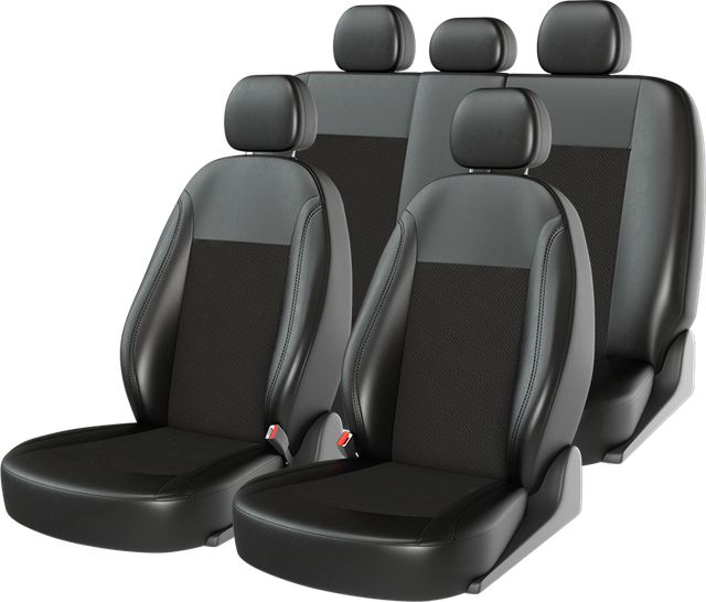 Чехлы универсальные CarFashion Atom Jacquard на сидения авто, цвет Черный/Черный/Черный. Артикул 10941