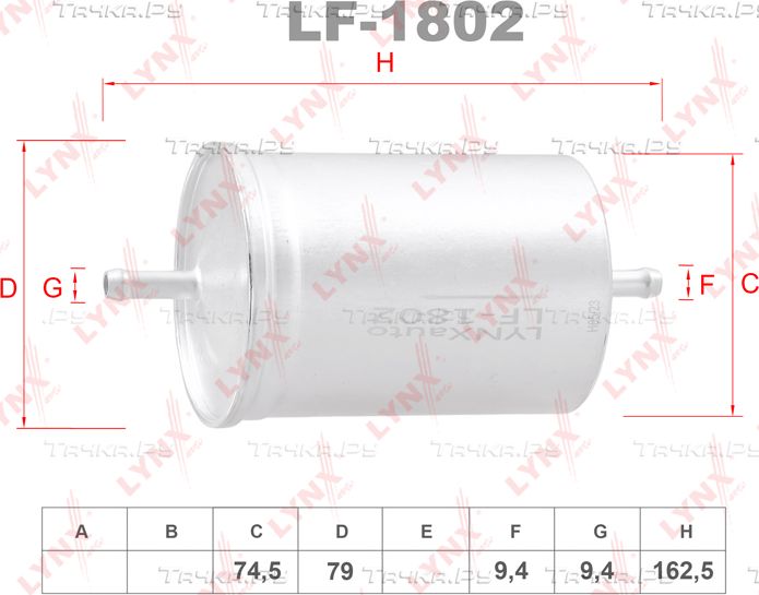 Топливный фильтр LYNXauto для Fiat Ulysse I 1994-2002. Артикул LF-1802