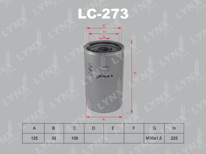 Масляный фильтр LYNXauto. Артикул LC-273