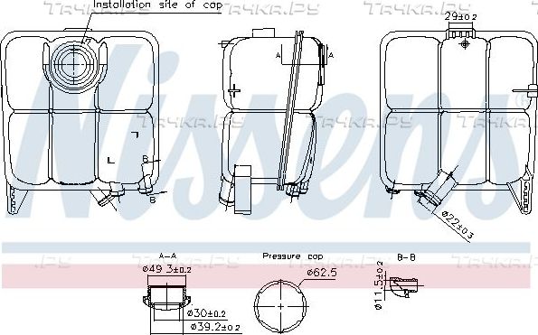 Расширительный бачок Nissens (полимерный материал) для Ford Kuga II 2013-2019. Артикул 996346