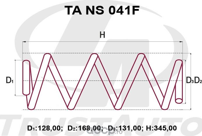 Пружина подвески усиленная () (Trustauto). Артикул TANS041F