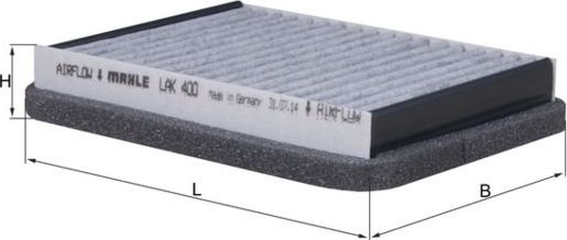 Салонный фильтр Mahle. Артикул LAK 400