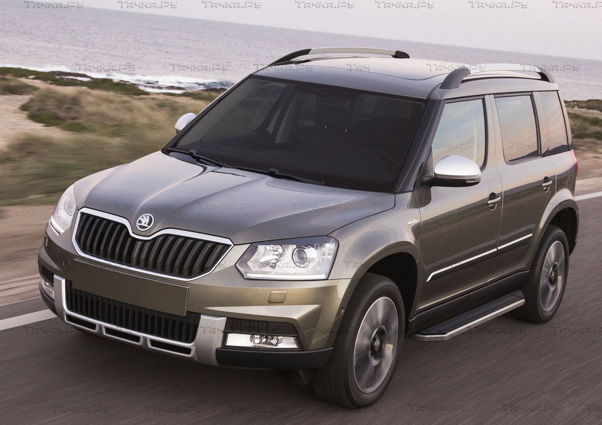 Пороги алюминиевые Rival Premium для Skoda Yeti 2009-2018. Артикул  A173ALP.5101.1 - купить в Москве, фото, отзывы, доставка по всей России.  Магазин Тачка.Ру