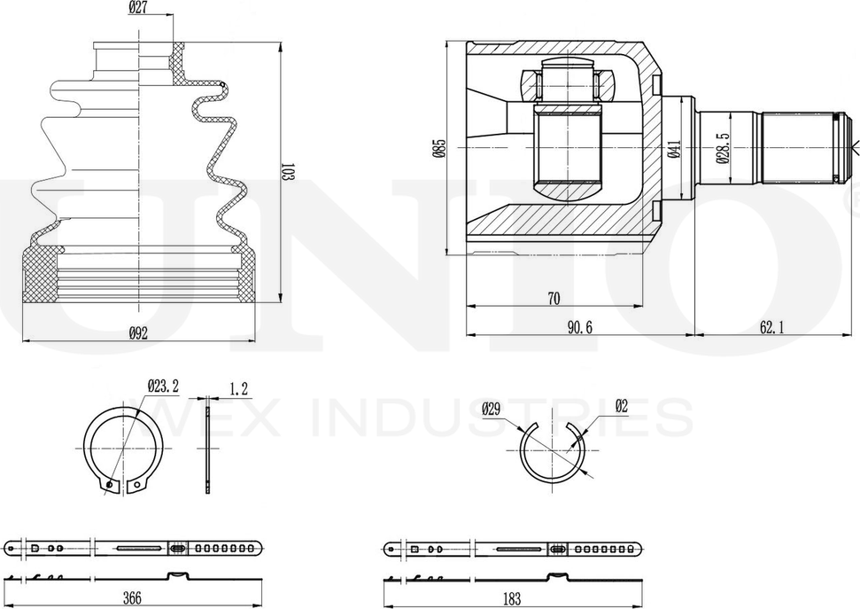 ШРУС внутренний (Unio). Артикул CVJ-30014