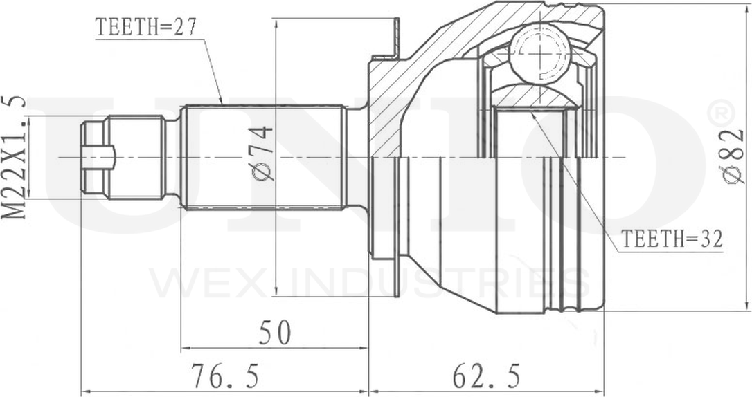 ШРУС наружный (Unio). Артикул CVJ-20011