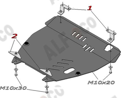 Защита алюминиевая Alfeco для картера и КПП Honda Pilot II до рестайлинга 2008-2011. Артикул ALF.09.07al