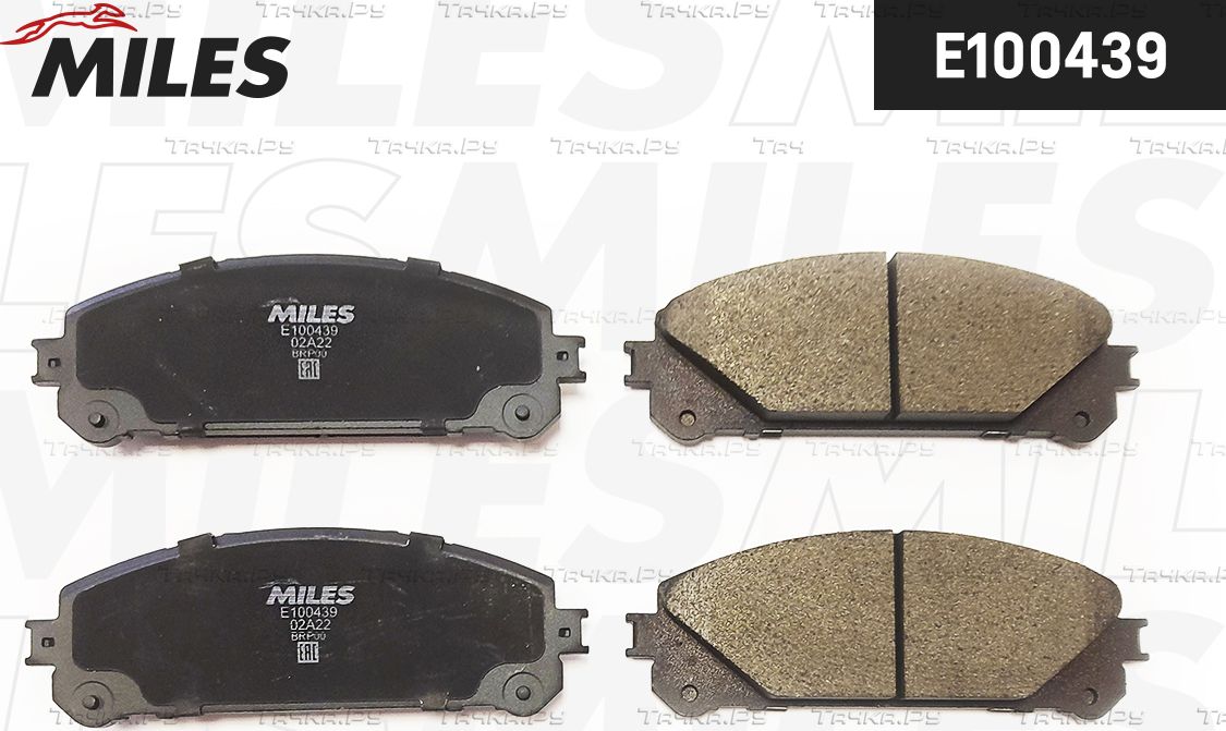 Тормозные колодки Miles (Semi-Metallic) передние для Toyota Highlander II (U40) 2007-2014. Артикул E100439