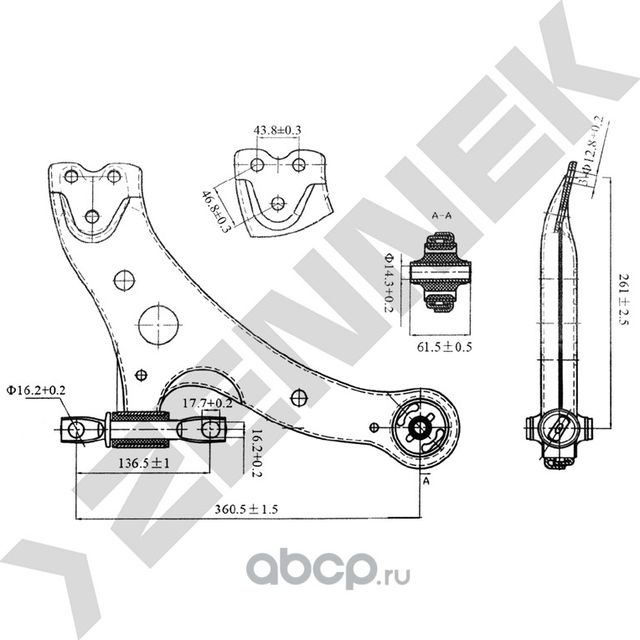 РЫЧАГ ПЕРЕДНИЙ ЛЕВЫЙ TOYOTA CAMRY MCV30 02 (Zennek). Артикул DCA0110
