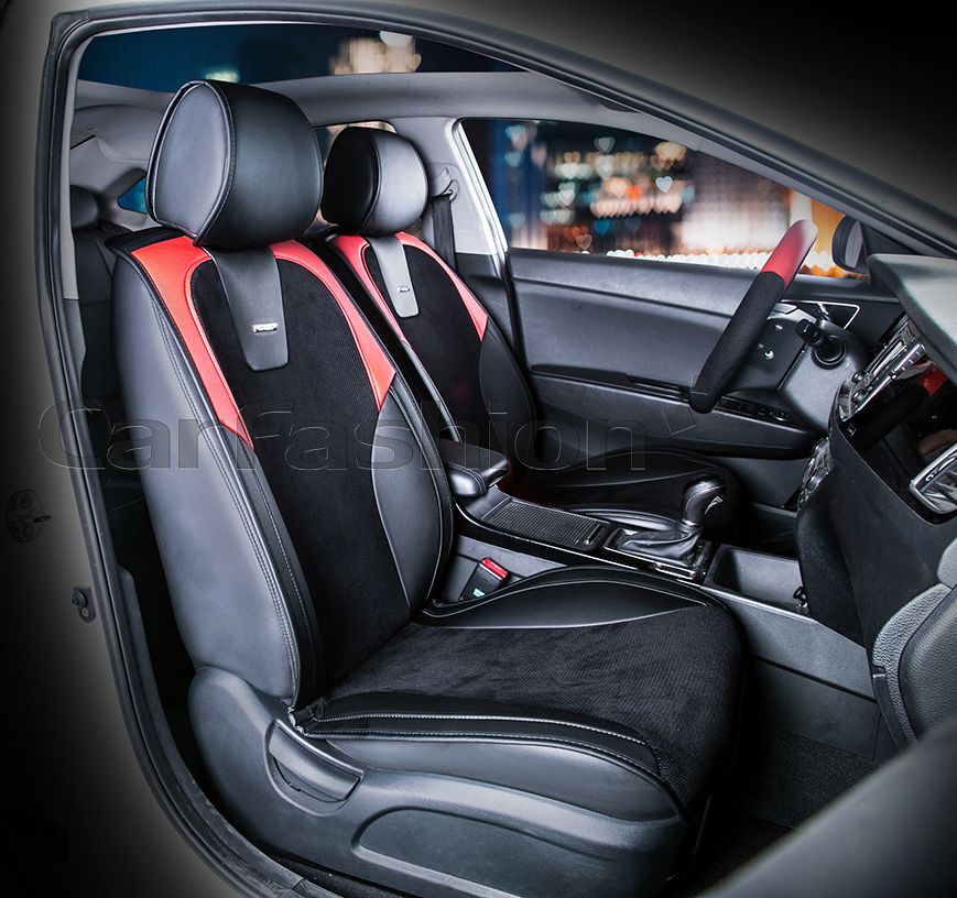 Накидки универсальные CarFashion Space на передние сидения авто, цвет Черный/Черный/Красный. Артикул 21407