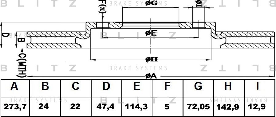 Диск тормозной MAZDA 6/626/323/PREMACY 98- перед. вент. (Blitz). Артикул BS0171