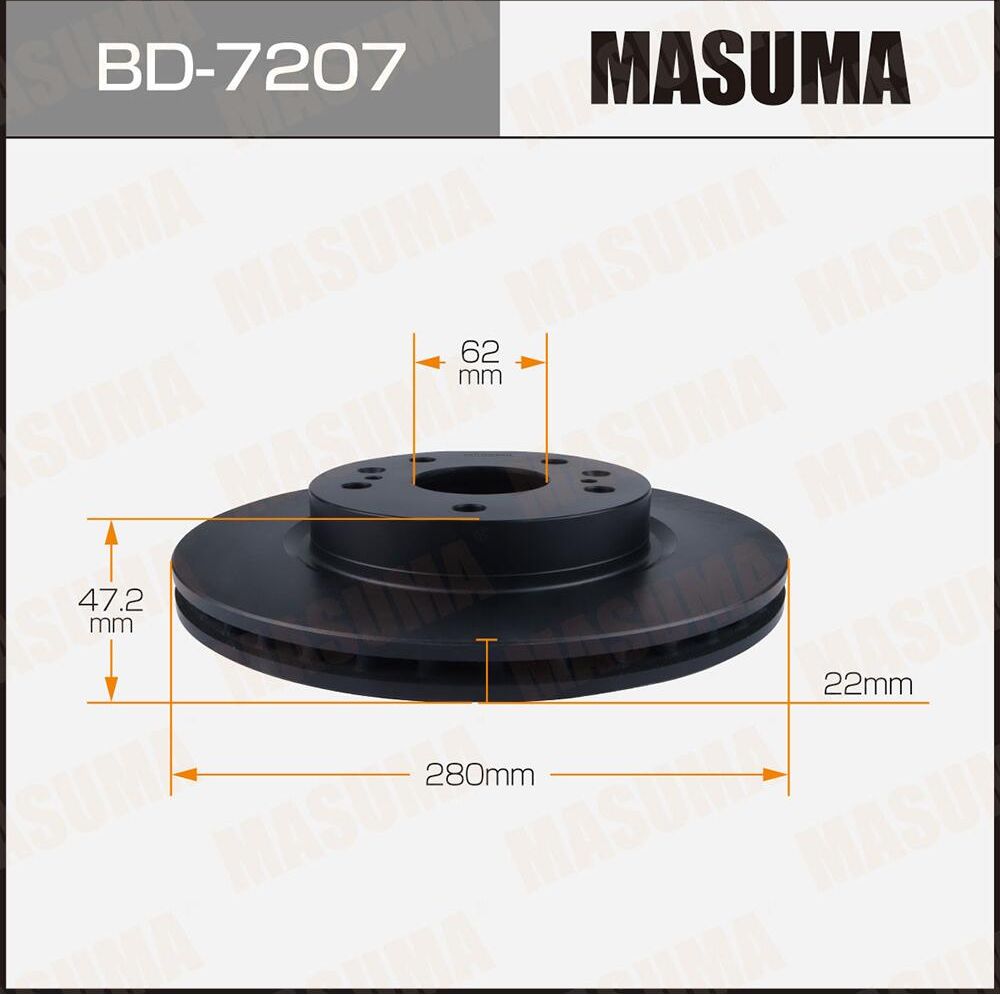 Диск тормозной MASUMA, front SUZUKI VITARA 15- [уп.2] Masuma. Артикул BD7207