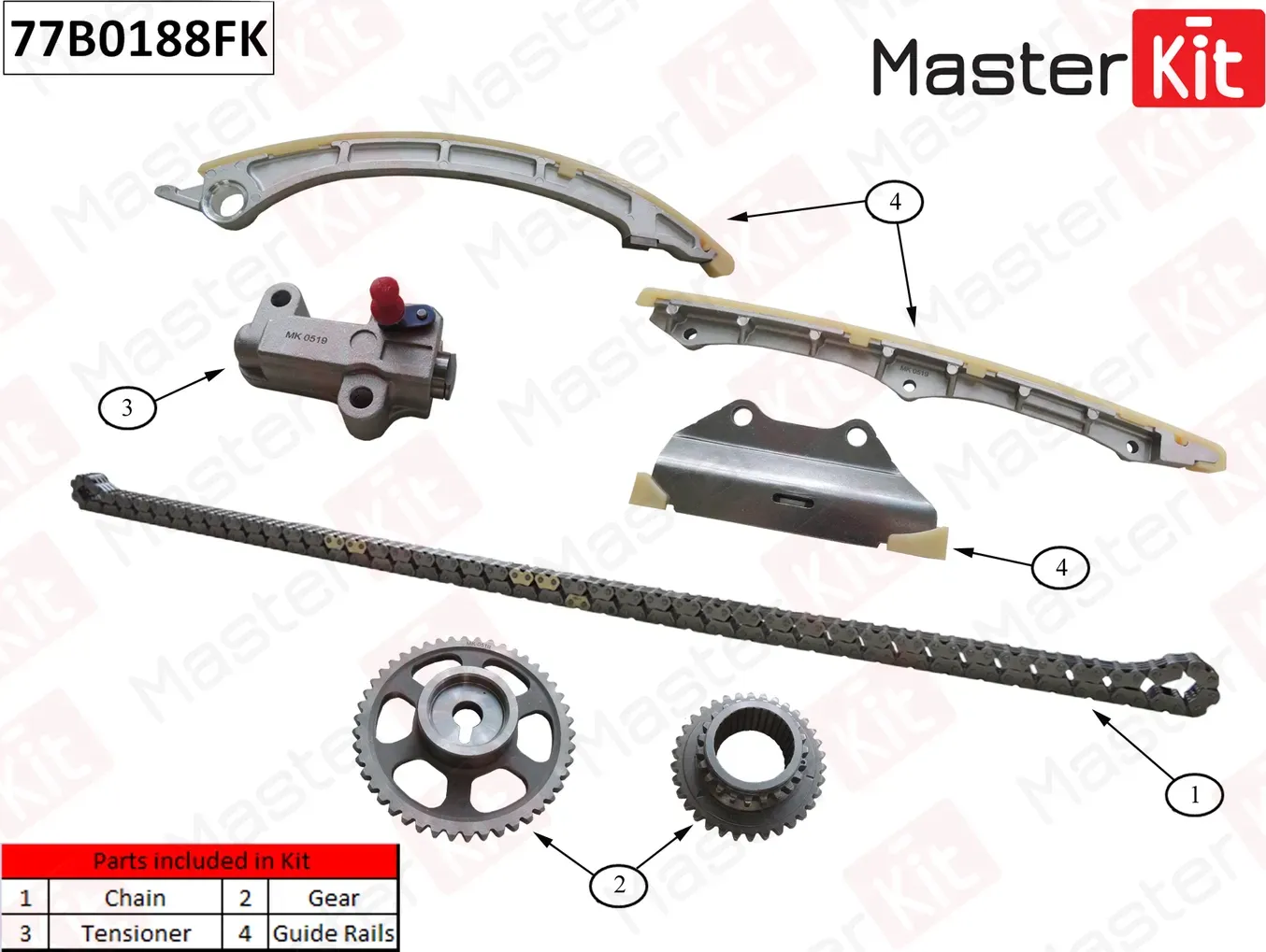 77B0188FK Комплект цепи ГРМ HONDA Accord 2.4 K24Z3 2008- (Master KIT) Master KIT. Артикул 77b0188fk