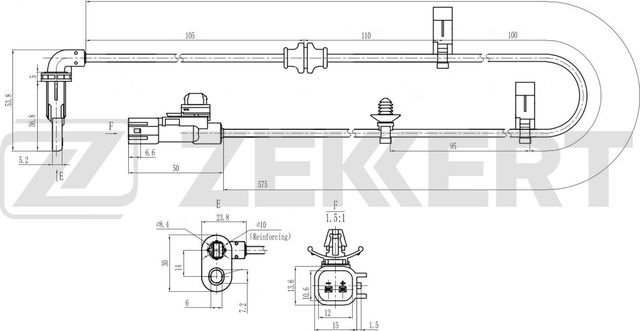 Датчик ABS Zekkert задний передний/задний правый/левый для Chevrolet Cruze II 2012-2026. Артикул SE-6214