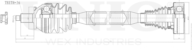 Вал приводной (Unio). Артикул CVJ-10069