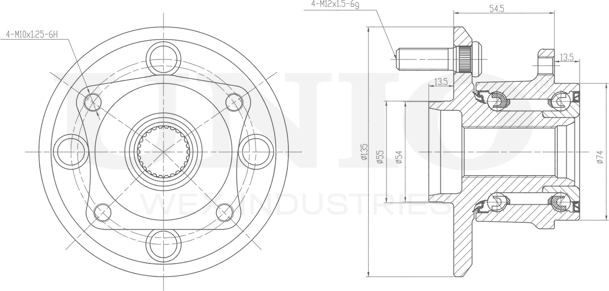 Ступица колеса с интегрированным подшипником (Unio). Артикул HUB-20184