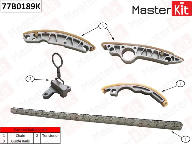 77B0189K Комплект цепи ГРМ Audi A4/A6/A8 2005-2010 BBK AUK (Master KIT). Артикул 77b0189k