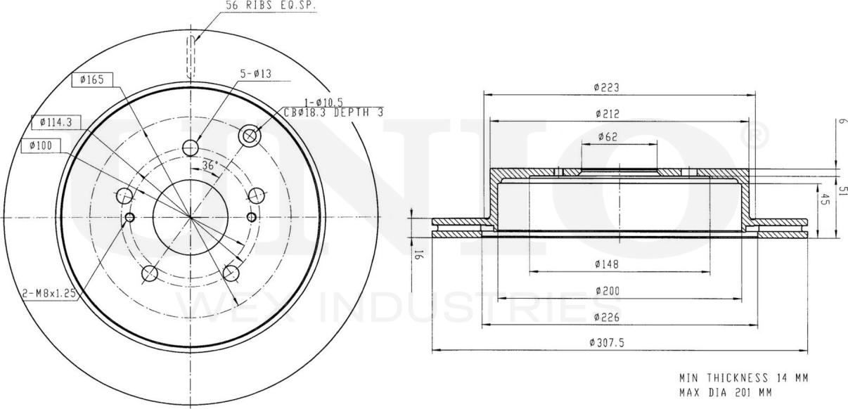 Диск тормозной (Unio). Артикул BRD-20164
