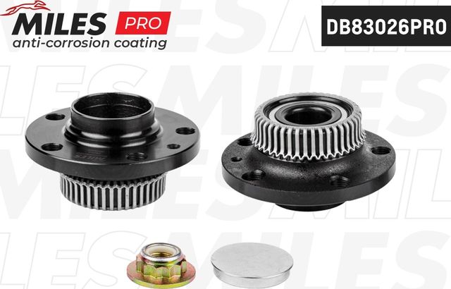 Ступица с подшипником AUDI A3 I/SKODA/VW GOLF IV/POLO V 96- зад.(с покрытием) (Miles). Артикул DB83026PRO