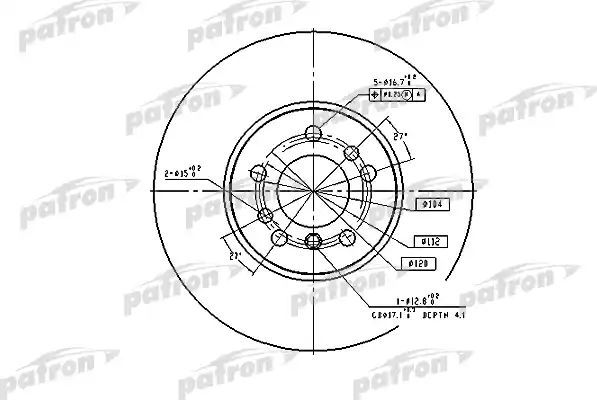 Тормозной диск Patron передний для BMW X3 I (E83) 2006-2011. Артикул PBD4187
