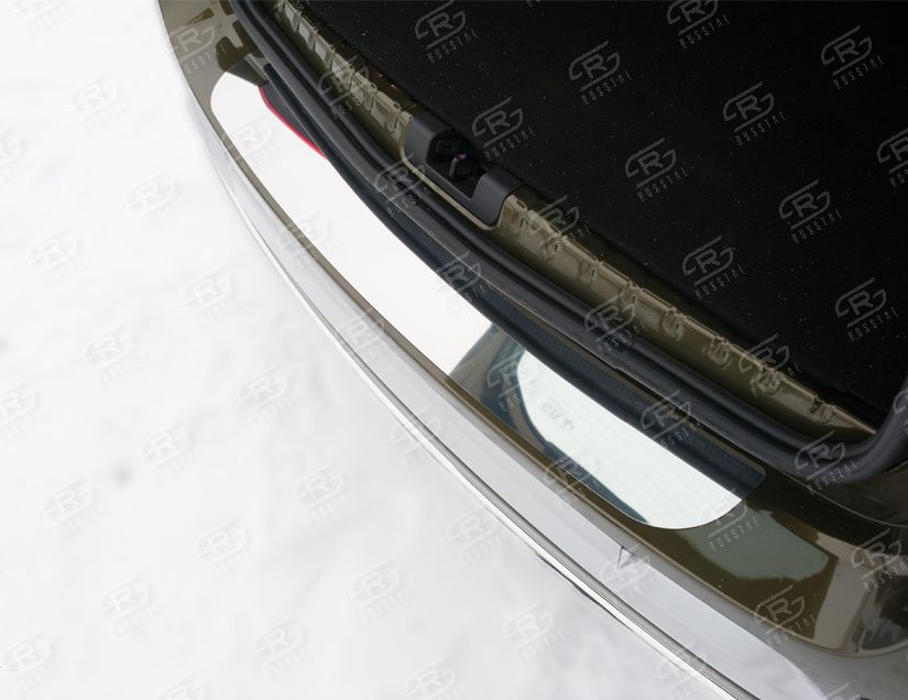 Декоративная защита RusStal на задний бампер (лист нерж. зеркальный) для Renault Duster I рестайлинг 2015-2020. Артикул RDN-002189