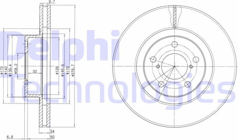 Тормозной диск Delphi. Артикул BG2827C