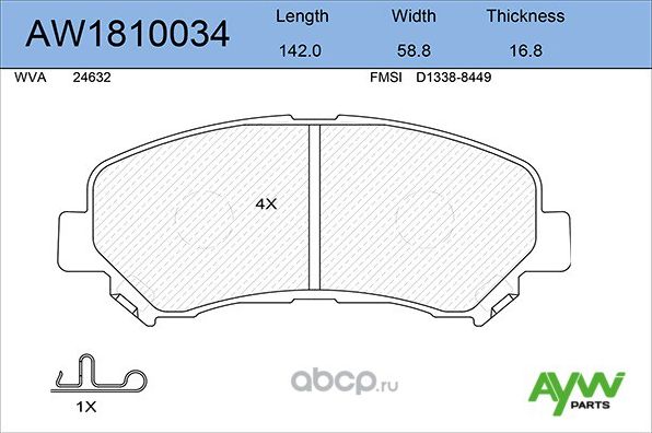 Колодки тормозные передние NISSAN Qashqai 07>/X-Trail 07 (Aywiparts). Артикул AW1810034